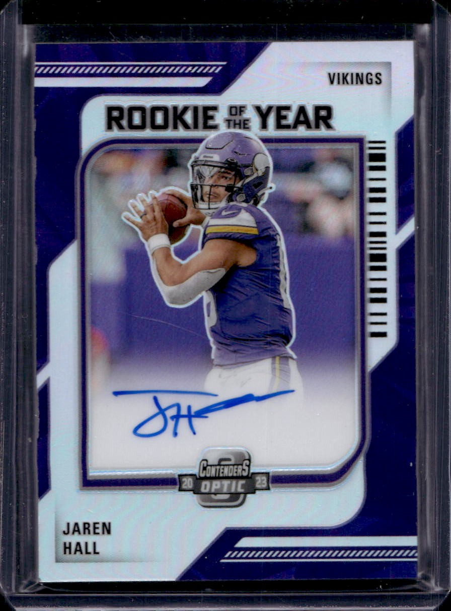 Jaren Hall 2023 Contenders Optic Rookie of the Year Auto Silver Prizm /99
