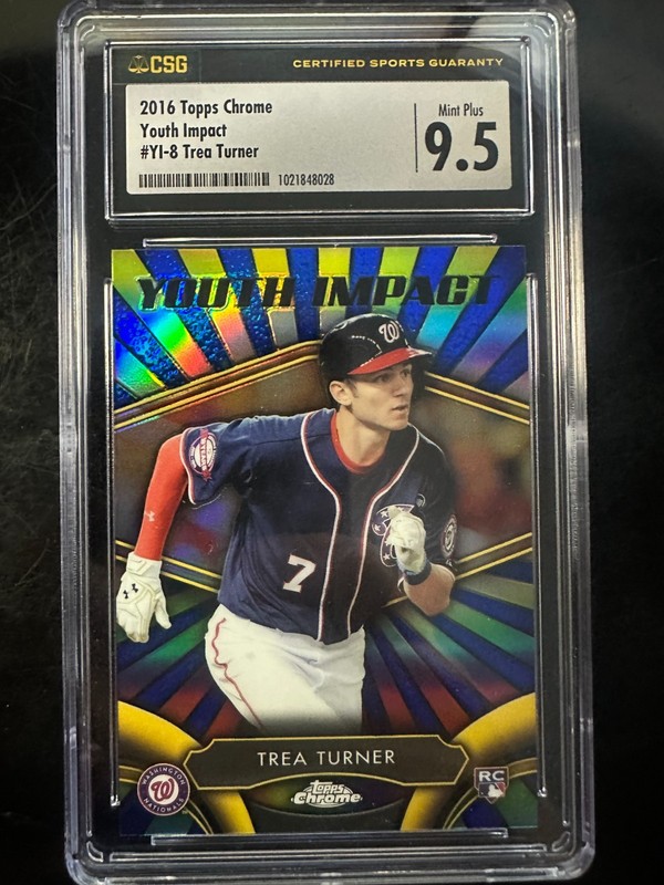 2016 Topps Chrome Trea Turner RC Youth Impact CSG 9.5 Rookie Nationals YI-8