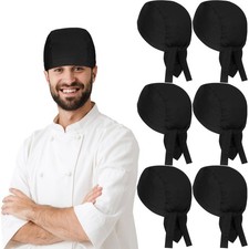 Chuarry Chef Hat Tie Back for Men Adjustable Chef Cap Bandana Skull Cap Black...