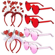 MTLEE 8 Pcs Valentines Day Heart Head Bopper Headband and Heart Shaped