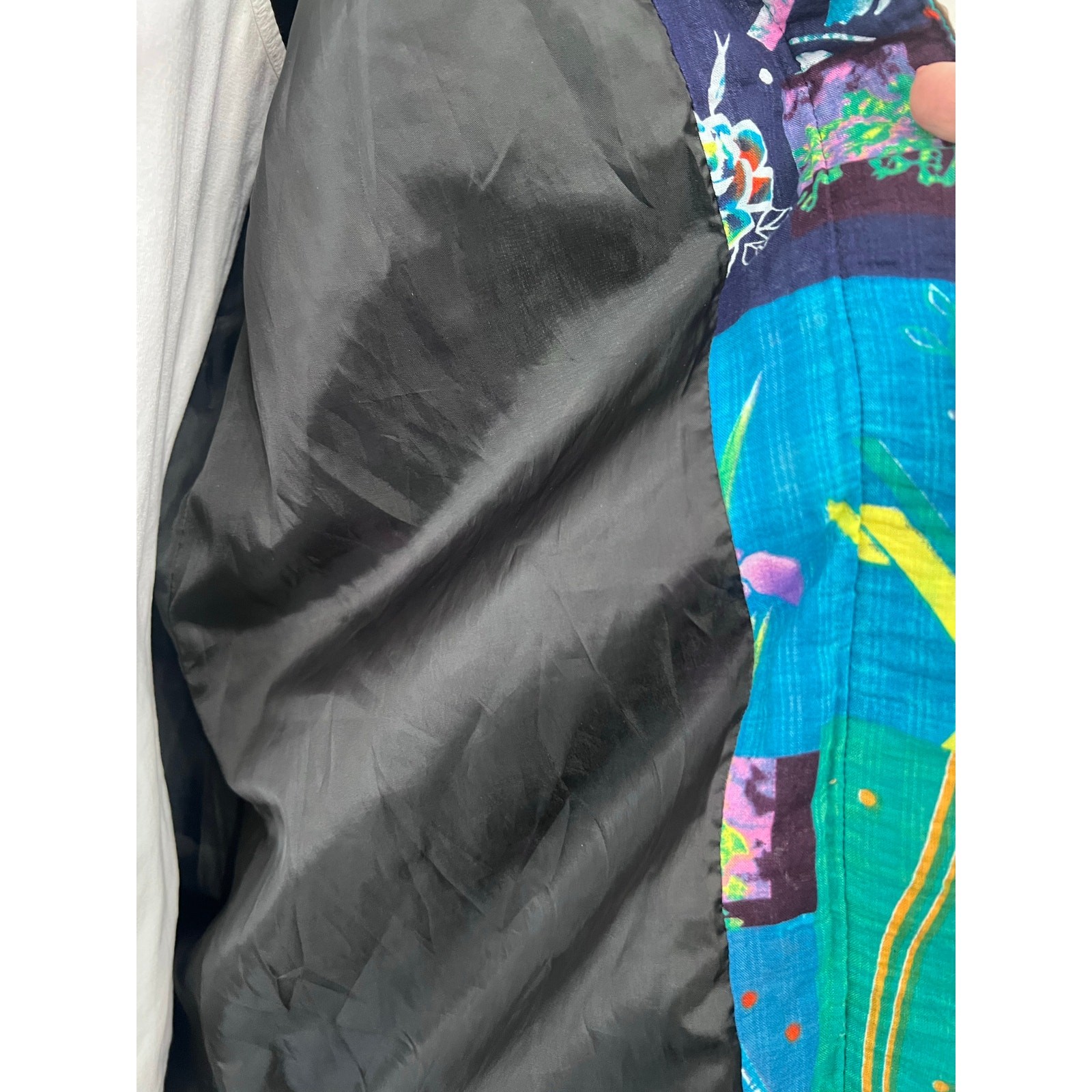 Colorful Patchwork Print Open Jacket Cardigan Sz … - image 5