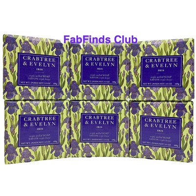 6x Crabtree & Evelyn Iris Bar Soap Triple Milled (6x3.5oz)