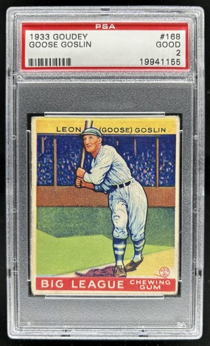 1933 Goudey R319 Goose Goslin Rookie RC #168 Senators PSA 2