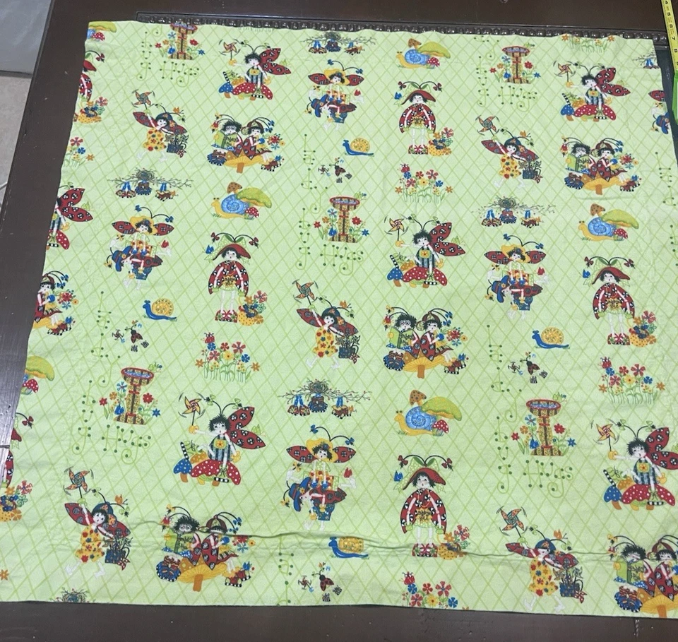 Manta bebé franela verde hecha a mano dama insectos abrazos algodón a rayas Foto 3 de 4