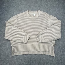 Varley Talbert Sweater Womens M Oversized Cobweb Ribbed Knit Side Zip Pullover