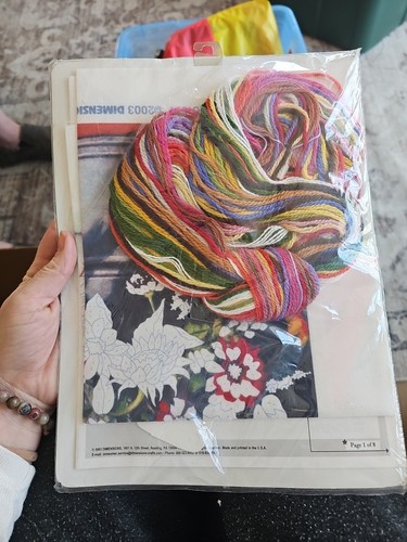 Dimensions Crewel Embroidery Kit Bucket Of Flowers 11" X 14" NEW - Picture 2 of 2