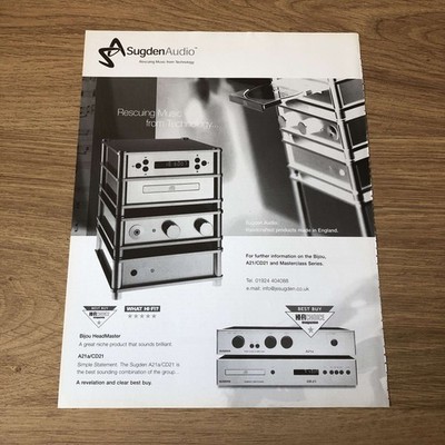 GRAM21 MAGAZINE ADVERT 11X8 SUGDEN AUDIO: HAND CRAFTED IN ENGLAND