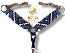 Western Mohair Horse Breast Collar, Handmade Wool Leather Equestrian Tack