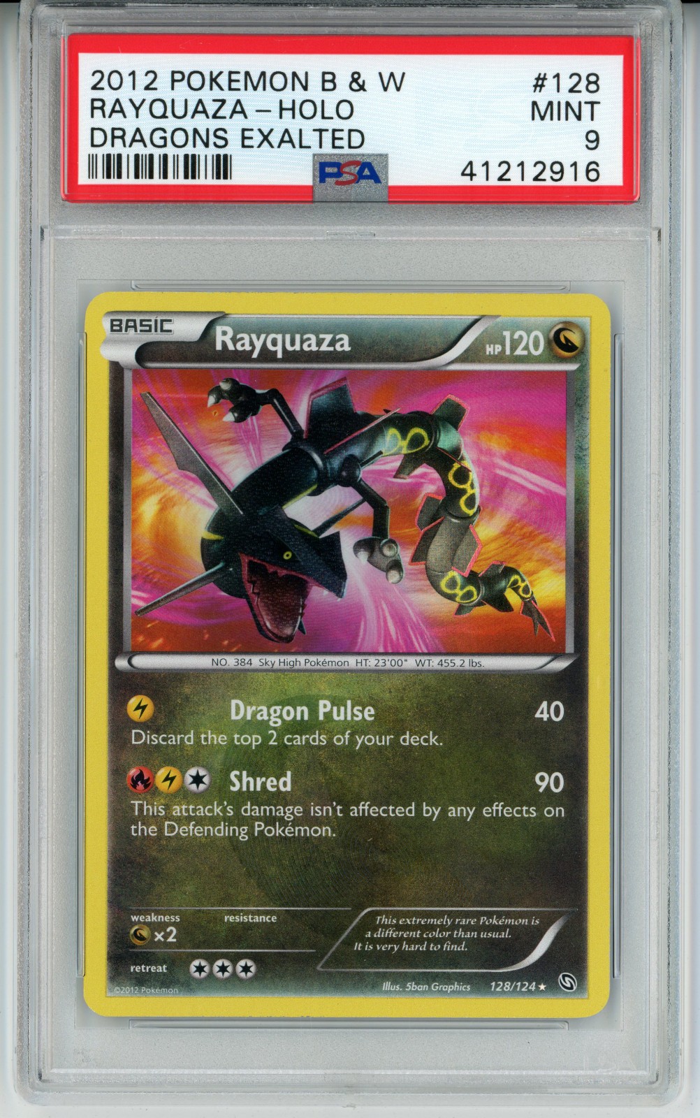 POKEMON DRAGONS EXALTED RAYQUAZA #128 SECRET RARE HOLO PSA 9 MINT #41212916