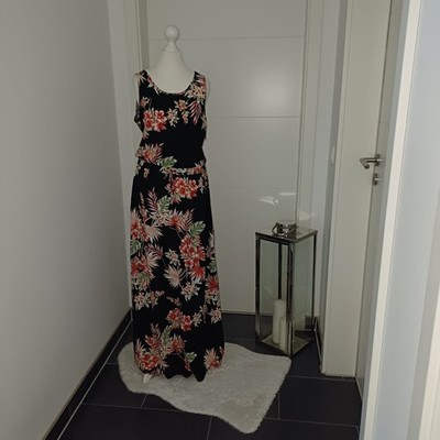 Neu Maxikleid M L 42 44 Esprit Sommerkleid schwarz blumen 100%viskose TopZustand