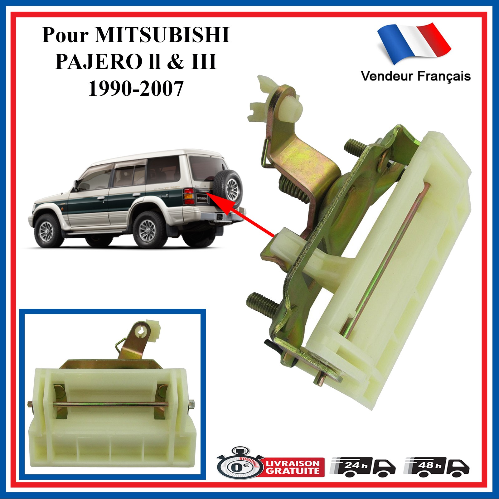Poignée de hayon arrière Mitsubishi Pajero Sport 1990-2007 anti-rupture pour coffre