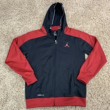 Air Jordan Jumpman Therma-Fit Hoodie Sz Large 12-13 Yrs Black Red Jacket