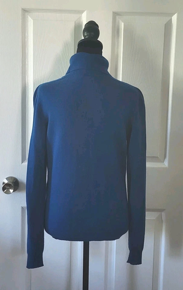 Geiger  of Austria Women’s Blue 100% Pure New Wool Turtleneck  Sweater Size LG. - Image 2 of 4