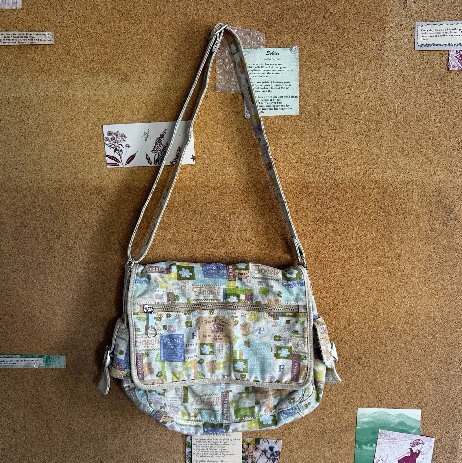 Fossil Multicolor Patchwork Pattern Shoulder Bag … - image 1