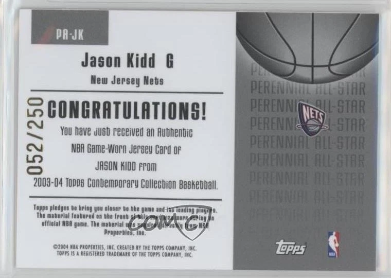 2003 Topps Contemporary Collection Perennial All-Star Relics /250 Jason Kidd HOF - Image 2 of 2