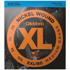 D'Addario EXL160 XL Nickel Wound Bass Guitar Strings, 50-105 Medium, Long Scale