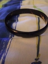 Ancien bracelet Maille Jonc Tank Plaquer Or 18k 750 Art Nouveau Emaux Noir