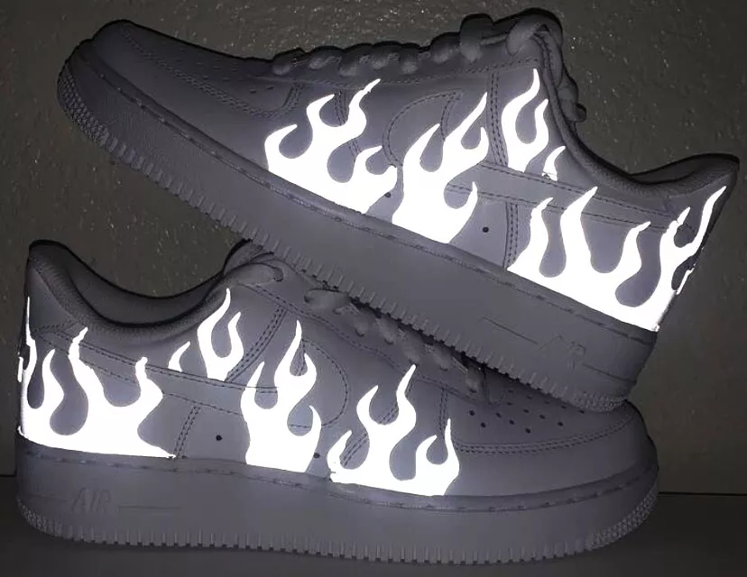 Nike Air Force 1 Reflective Flames Custom.