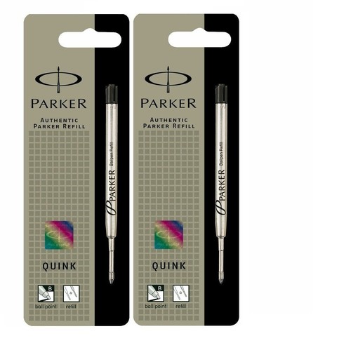 Parker Ball Point Pen Ink Refill Medium Black X 2 - Picture 1 of 6