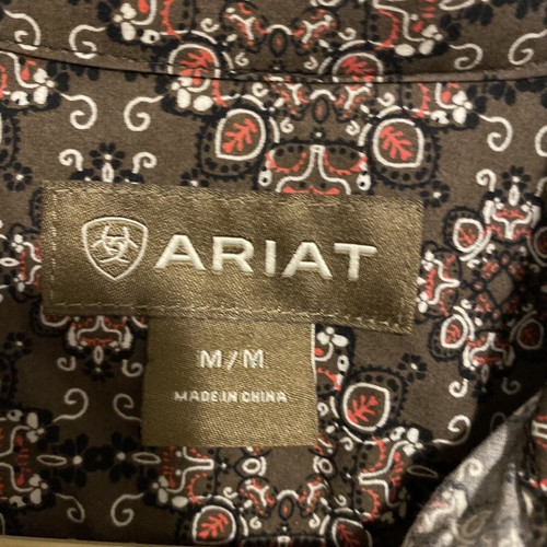 Ariat Brown Shirt Long Sleeve Size Medium Button Down Collared Workwear Pocket - Picture 6 of 12