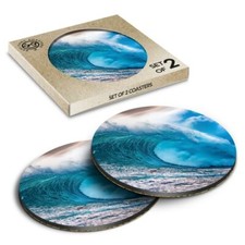 Image of 2 x Boxed Round Coasters - Barrel Wave Surf Ocean Sea Surfer #16969