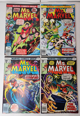 1977-78 VINTAGE MARVEL'S MS. MARVEL #1,#2,#3, #4 Marvel Comic Group
