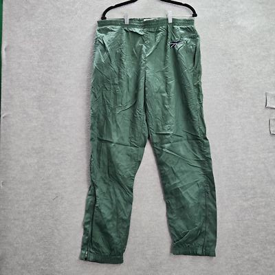 VINTAGE Reebok Activewear Pants S Green Nylon Polyester Logo Embroidery Track