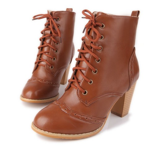 Ankle Boot Cuban Heel Work Office Shoes 