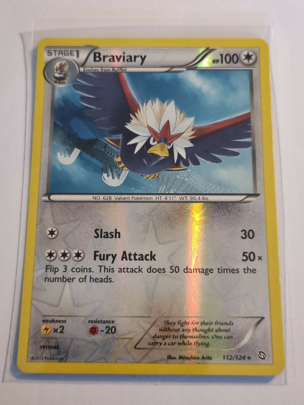 Braviary 112/124 Pokemon Card Black & White Dragons Exalted Rare Reverse Holo