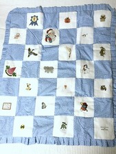 BABY QUILT Hand EMBROIDERED CROSS STITCHED SANTA Bunny PUMPKIN Puppy ELEPHANT XC