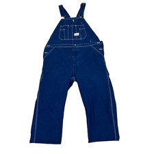 Roundhouse Men's Blue Denim Bib Overalls Sz 40x23 Farmer Hillbilly Highwaters