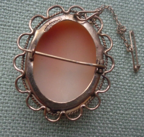 Vintage Rétro 12ct Roulé Or Sculpté Coque Cameo Broche 1950/60s - Clewco - Photo 3 sur 6