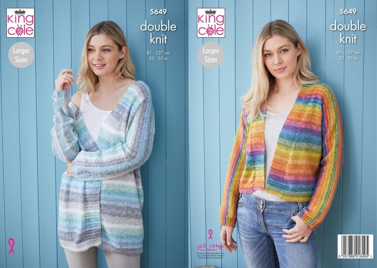 King Cole DK Knitting Pattern - 5649 Ladies Cardigans