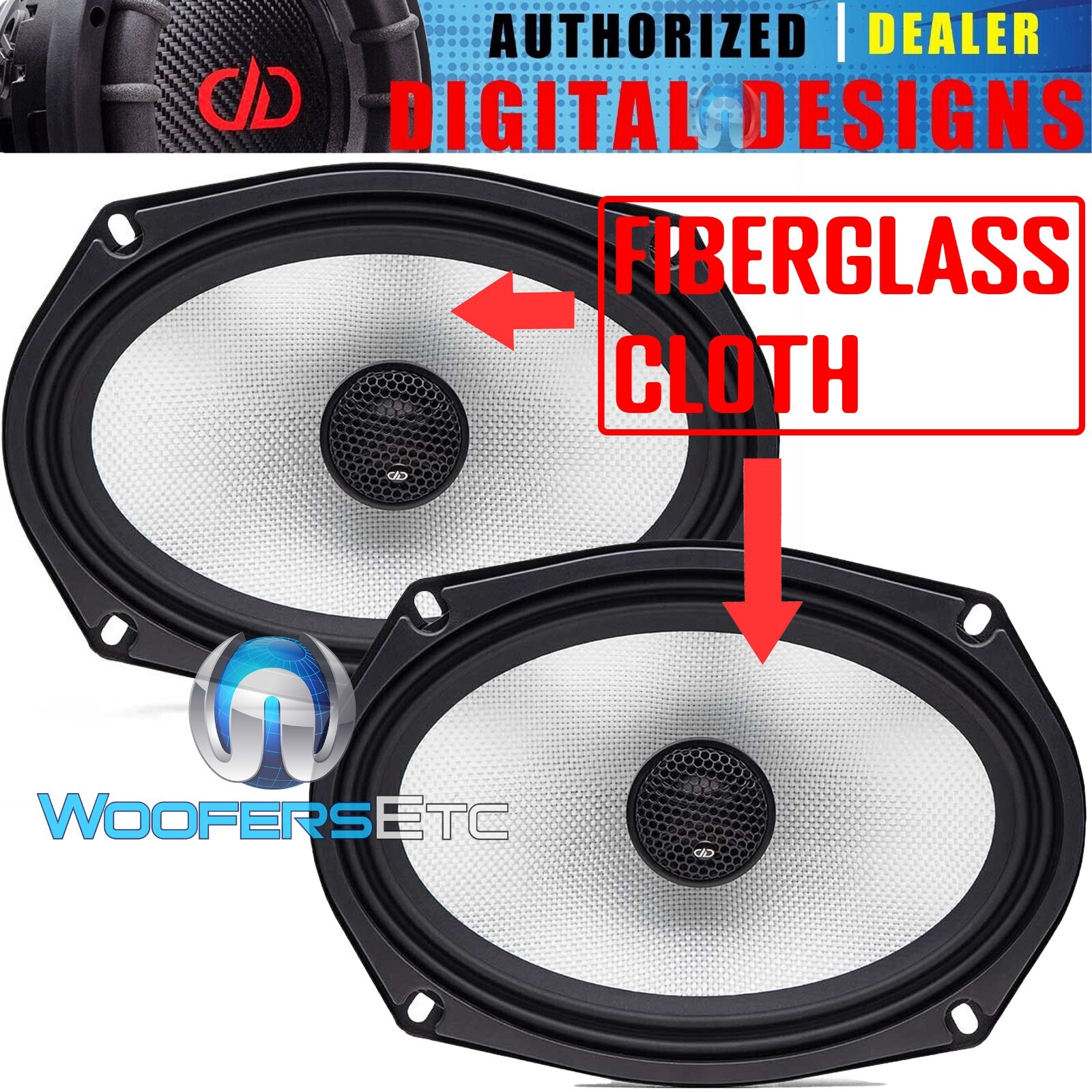 DD AUDIO D-X6x9b FIBERGLASS 6X9" 280W COAXIAL 2-WAY SILK TWE
