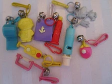 9 VINTAGE 1980'S BELL CLIP PLASTIC CHARMS