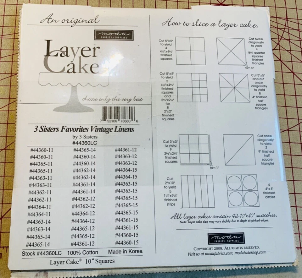 Moda FABRICS Civil War Repro 1800s VINTAGE LINENS 3 SISTERS Layer Cake 10" SQS - Image 3 of 4