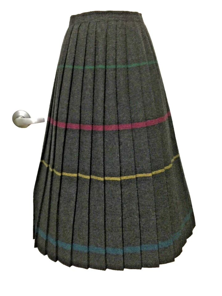 Falda plisada vintage años 70 gris RT II Russ Togs talla 11 Foto 2 de 4