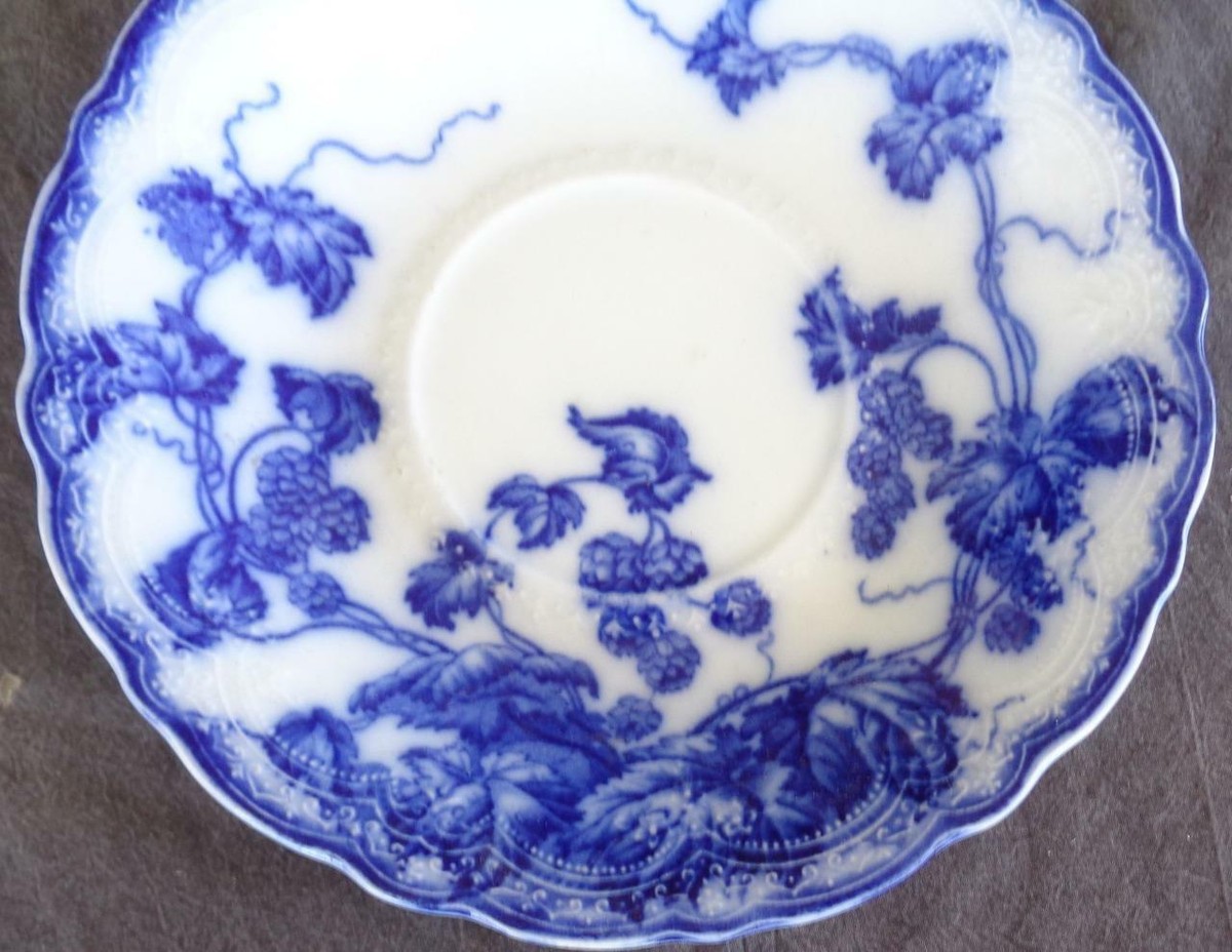 Beautiful Antique Johnson Bros. Flow Blue China Saucer - Kenworth