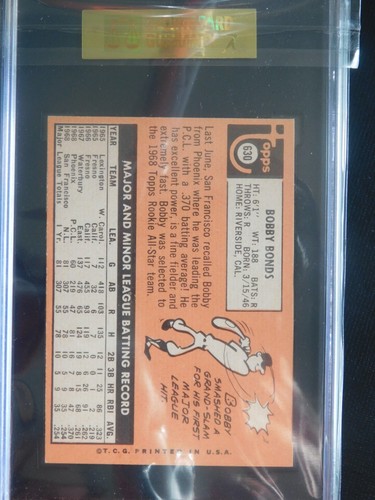 Tarjeta de béisbol 1969 Topps #630 Barry Bonds RC (casi nueva-como nueva) SGC 8 - Imagen 2 de 2