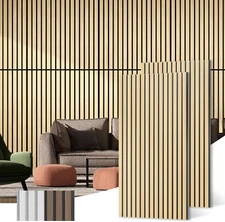 Acoustic Wood Wall Panels, 2-Pack 45.3" X 23.6" Soundproof Wall Panels, Wood Sla