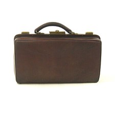 ALTE ARZTTASCHE, Ledertasche, dunkelbraun, gef&uuml;ttert, 30er/40er Jahre