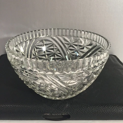 Vintage Anchor Hocking Stars & Bars Clear Crystal Glass CANDY DISH (NO LID)