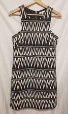 Melody Tam JADE Shoulder Cut Dress XS Black Zig Zag Zip Up Lined Sleeveless