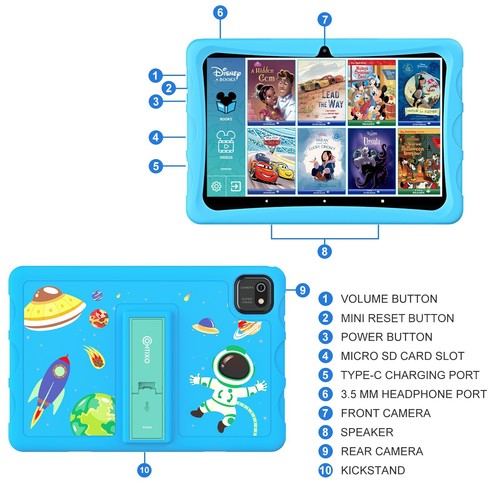 Contixo K103 10" Kids Tablet with Exclusive 80 Disney Storybooks, 32GB, Wifi - Picture 24 of 24