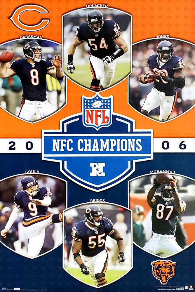 CHICAGO BEARS 2006 NFC CHAMPIONS 22x34 POSTER Urlacher, Gould, Muhammad,  Briggs+