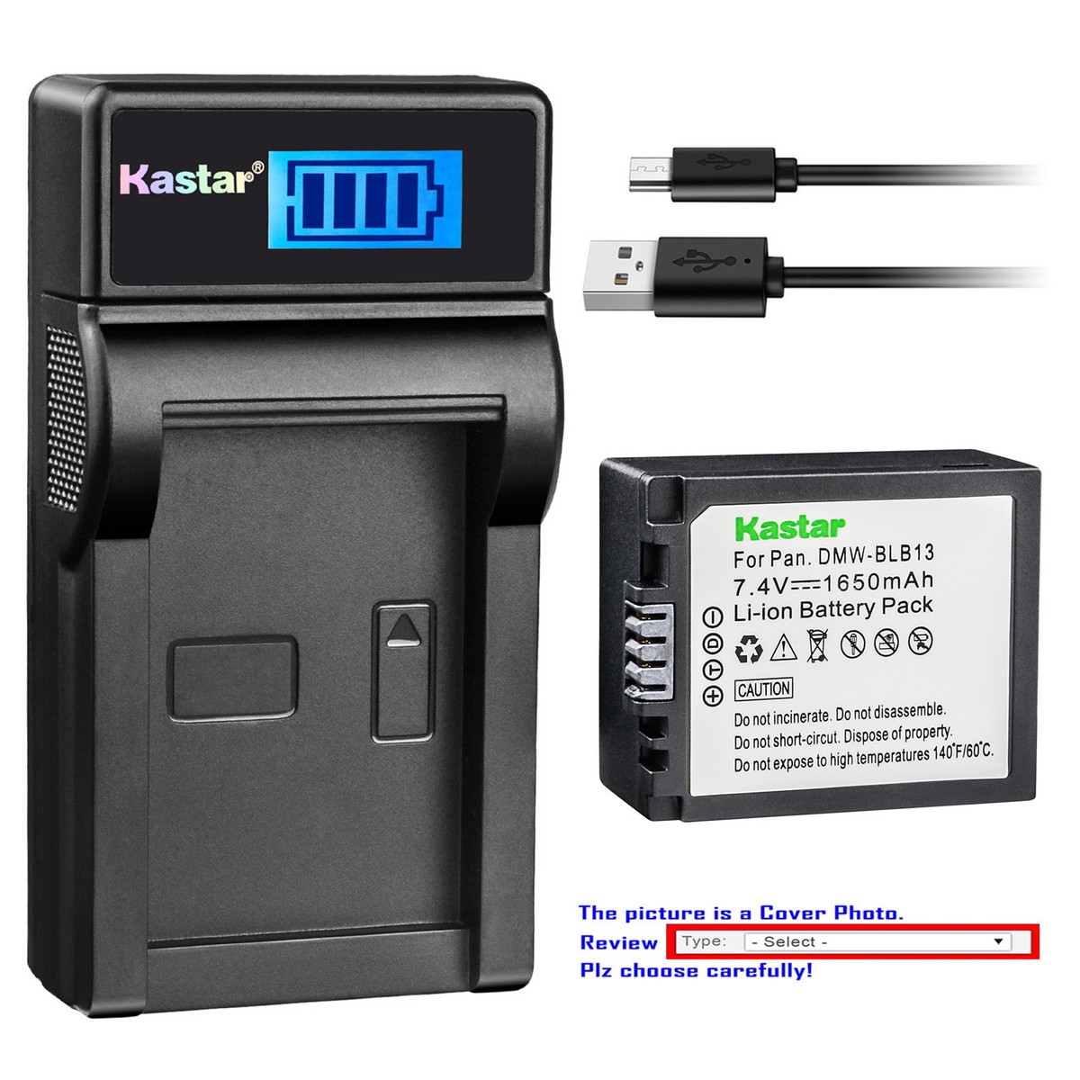 Kastar Battery LCD Charger for Panasonic DMW-BLB13e Lumix DMC-G2A