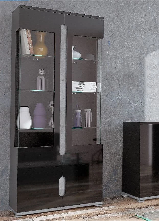 Black high gloss display cabinet outlet