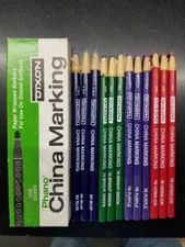 12 Dixon China Markers 3 each of Blue, Green, Red, Purple