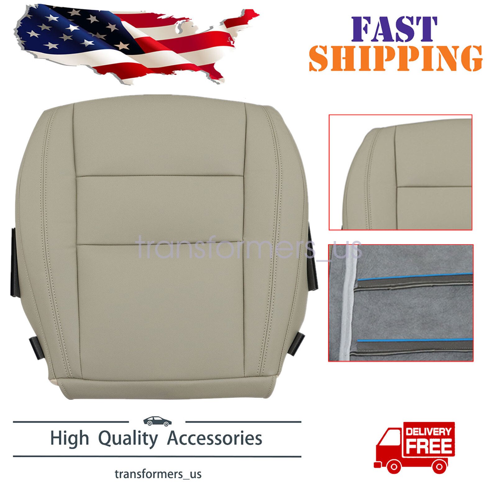 For Jeep Grand Cherokee 2011-2021 Passenger Side Bottom Leather Seat Cover Tan