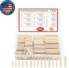 200 pasadores de madera con extremo c nico y ranura en  ngulo biselado,9 tama os